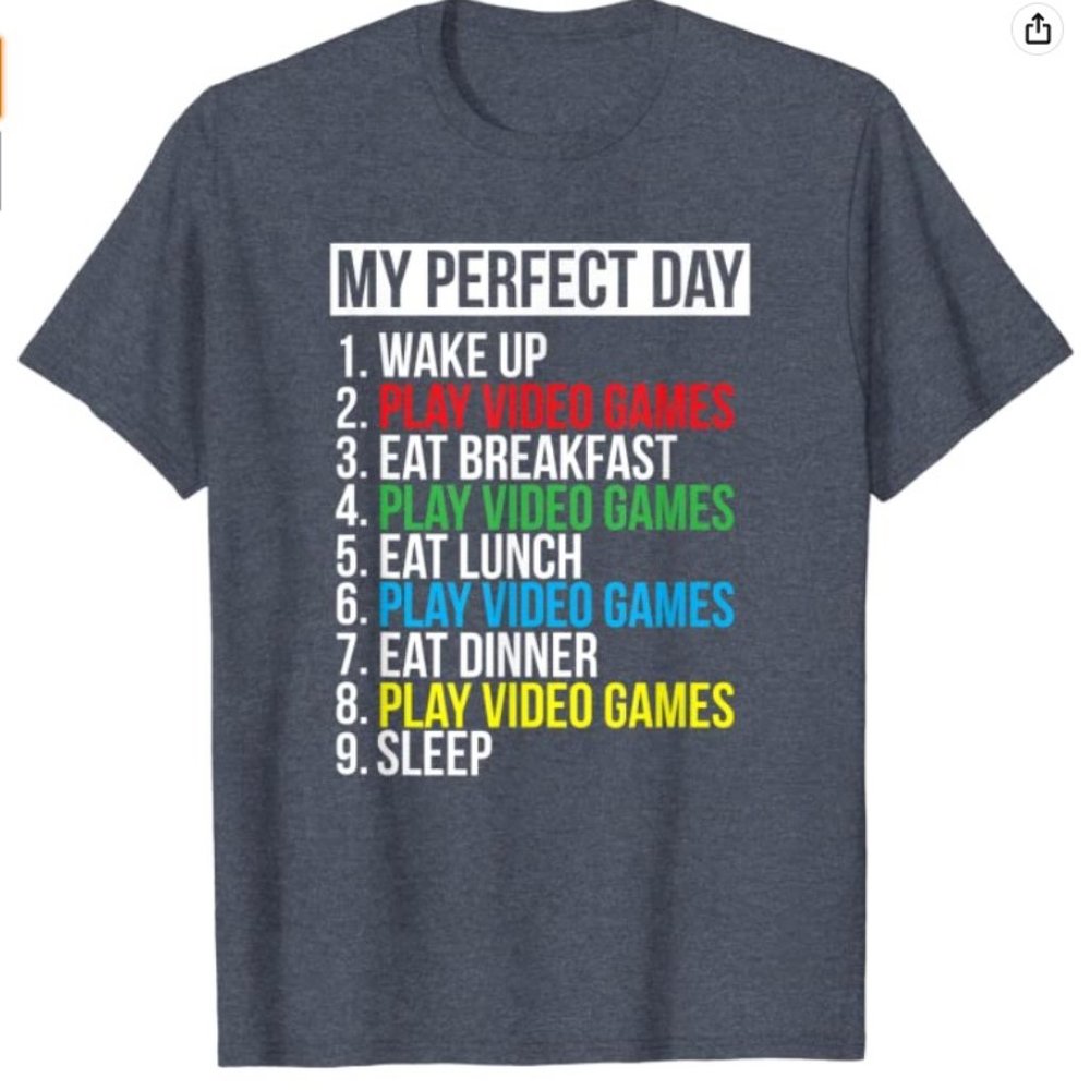 My Perfect Day Video Games T-shirt Funny Cool Gamer Tee
